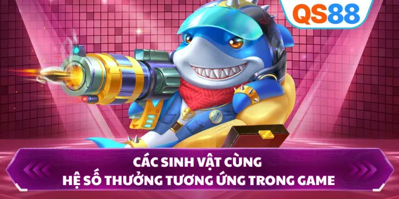 Các sinh vật cùng hệ số thưởng tương ứng trong game